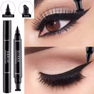 Waterproof Double Head Quick Drying Liquid Eyeliner Pen Black Triangle Eye Liner Stamp Eyeliner
